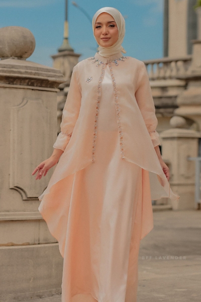 Jubah Organza Pario Peach